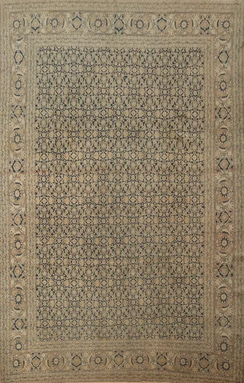 Antique Vegetable Dye Tabriz Haj Jalili Persian Area Rug 9x13