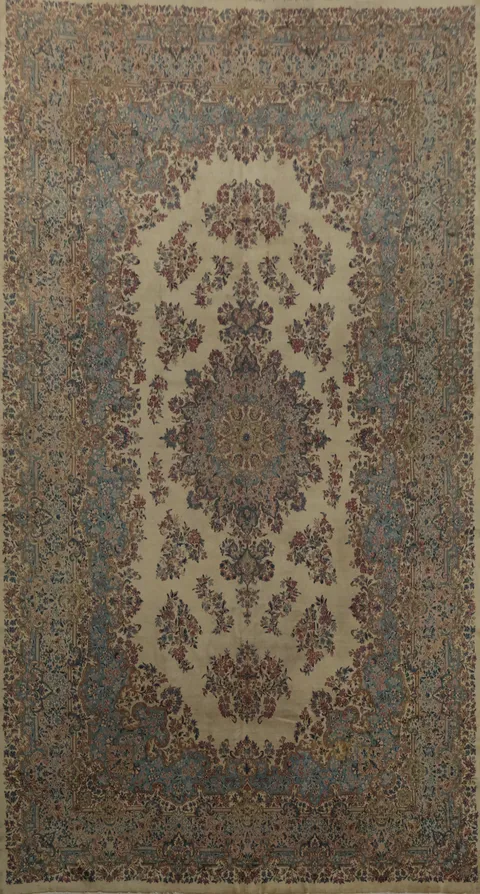 Antique Vegetable Dye Kerman Persian Large Rug 12x20