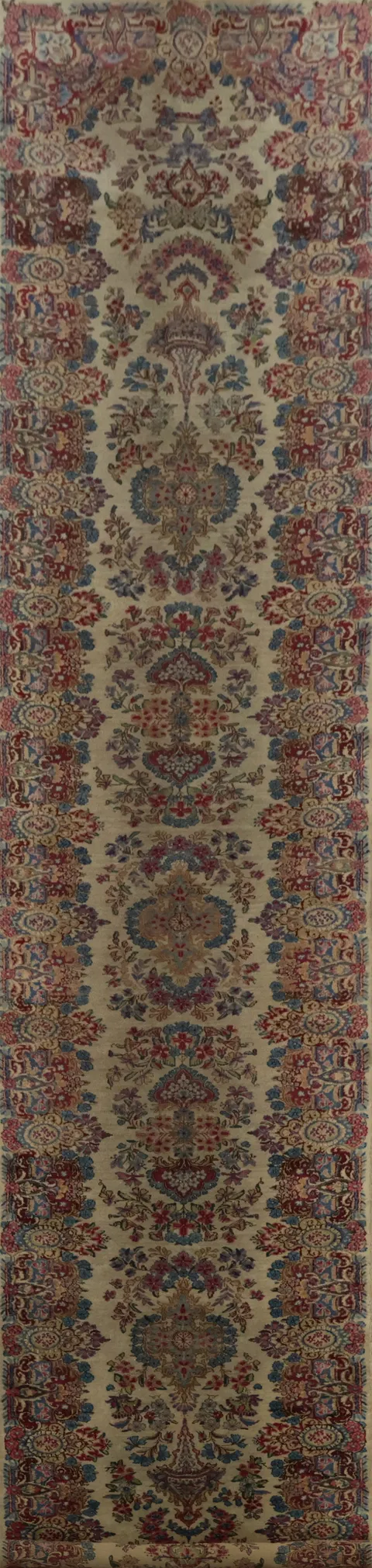 Antique Vegetable Dye Kerman Persian Runner Rug 3x19