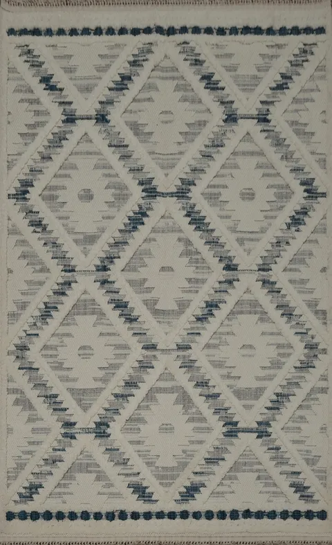 Diamond and Lattice Geometric Patterned Modern Turkish Area Rug 5x8
