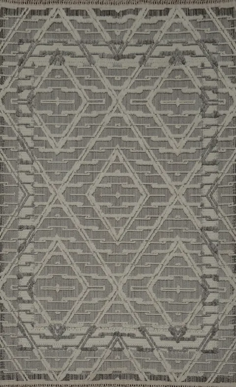 Sleek Modern Turkish Area Rug 5x8 with Intriguing Diamond Motifs