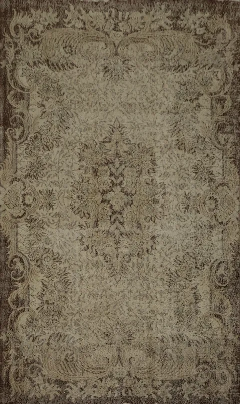 Vintage Anatolian Area Rug 6x9 with Ornate Decorative Borders