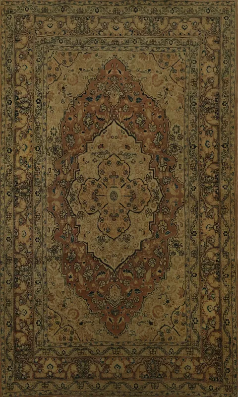 Pre-1900 Antique Vegetable Dye Tabriz Haj Jalili Persian Rug 4x6