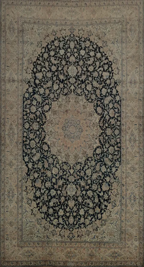 Antique Vegetable Dye Nain Persian Large Rug 13x24