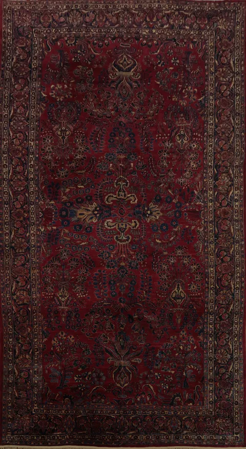Antique Vegetable Dye Sarouk Persian Large Rug 9x17