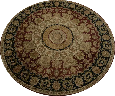 Vegetable Dye Agra Round Area Rug 12x12 with Luxurious Details