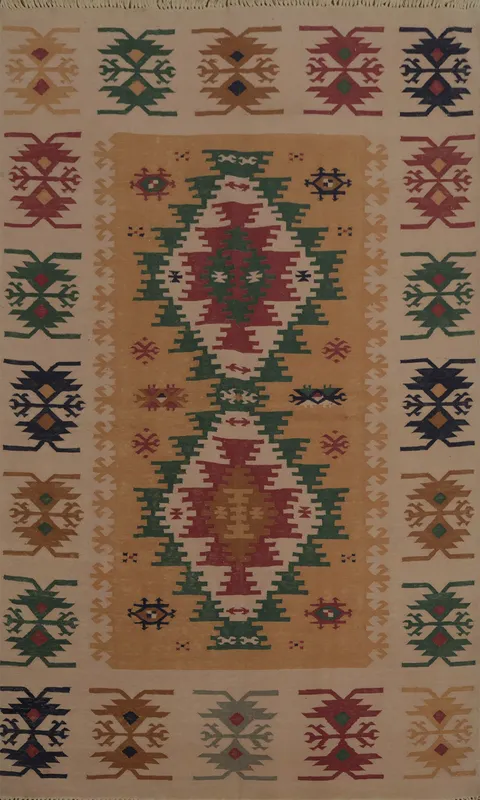 Warm and Cozy Handwoven Kilim Persian Rug 4x6 Tribal Designs
