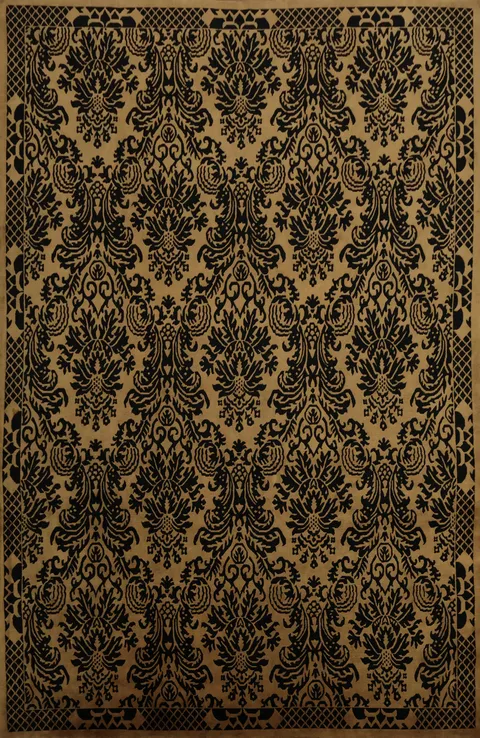 Timeless Damask Design Nepalese Vegetable Dye Area Rug 9x12