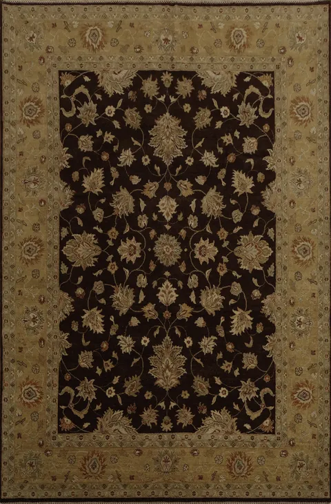 Classic Agra Area Rug 9x12 Featuring Detailed Floral Patterns