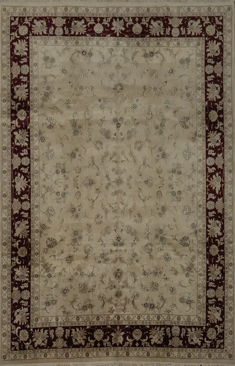Classic Tabriz Oriental Area Rug 9x12 with Floral Design