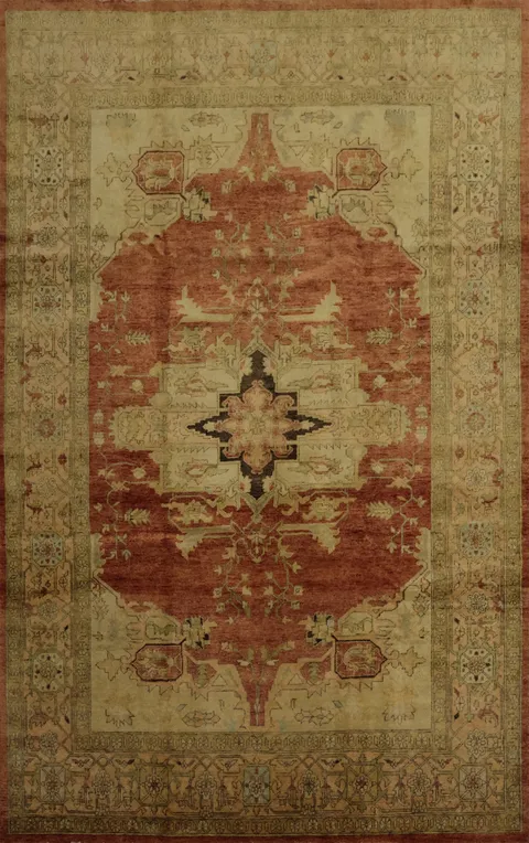 Elegant Heriz Serapi Area Rug 9x12 with Intricate Floral Motifs