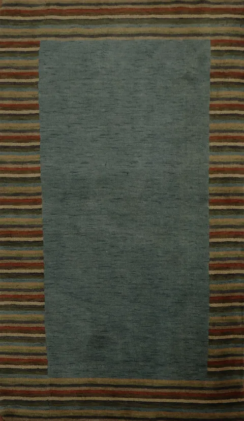 Modern Gabbeh Oriental Rug 3x6 Featuring Bold Striped Edges