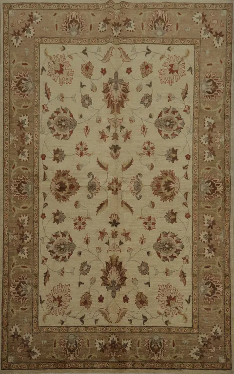 Handcrafted Peshawar Area Rug 6x8 Featuring Floral Patterns