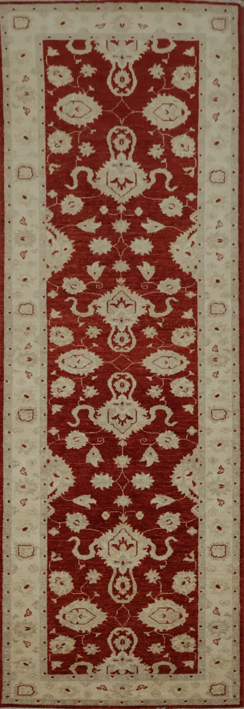 Chic Red Peshawar Runner Rug 3x10 Ideal for Narrow Entryways