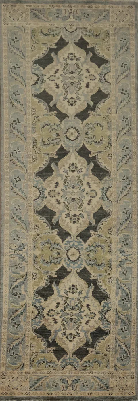 Classic Elegance Floral Oushak Turkish Runner Rug 3x9