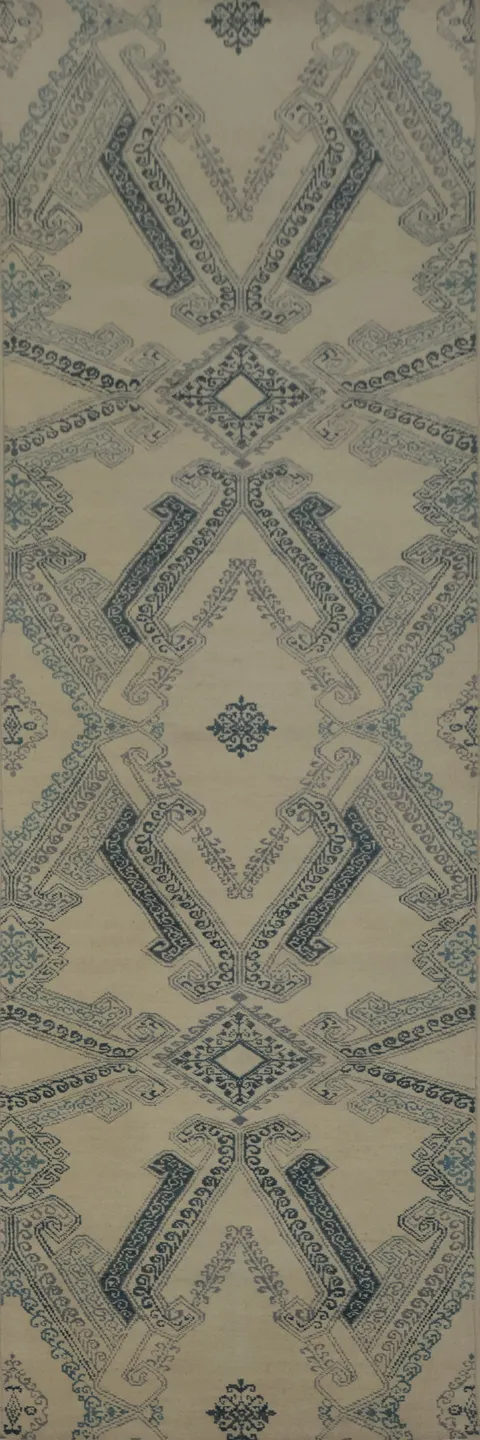 Stylish Geometric Patterns on Contemporary Runner Rug 2x9