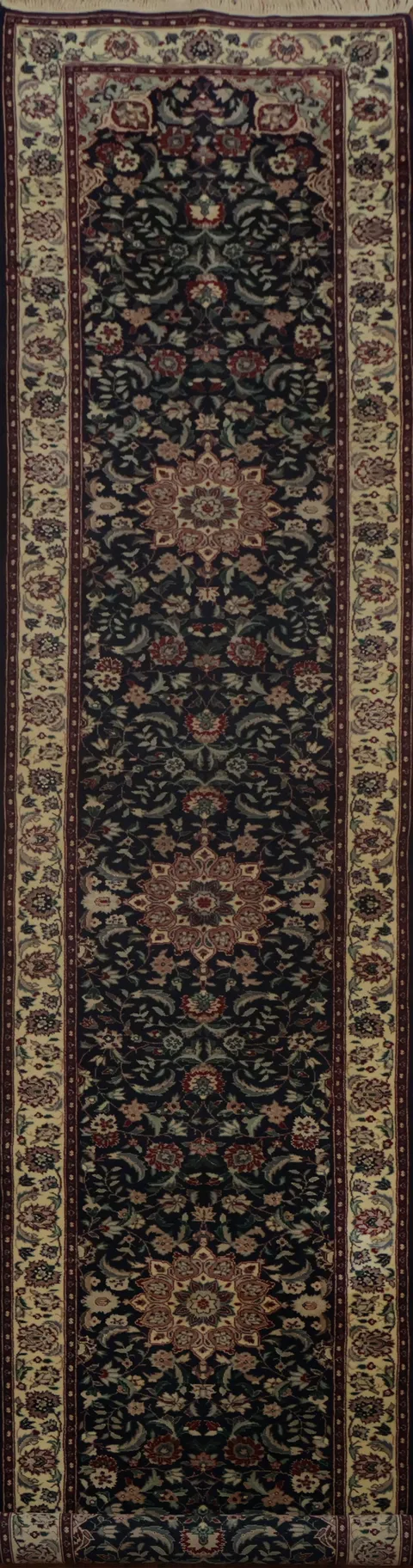 Handcrafted Kashan Chinese Runner Rug 3x14 with Classic Motifs