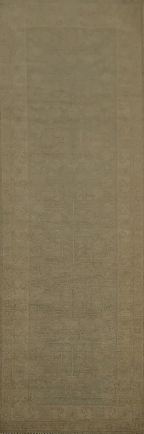 Muted Oushak Turkish Runner Rug 3x10 for Timeless Elegance