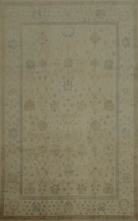 Soft Tones Artful Patterns in a Oushak Large Area Rug 9x12