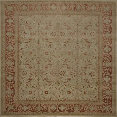 Rustic Red and Beige Palace Square Ziegler Egyptian Rug 15x15 ft