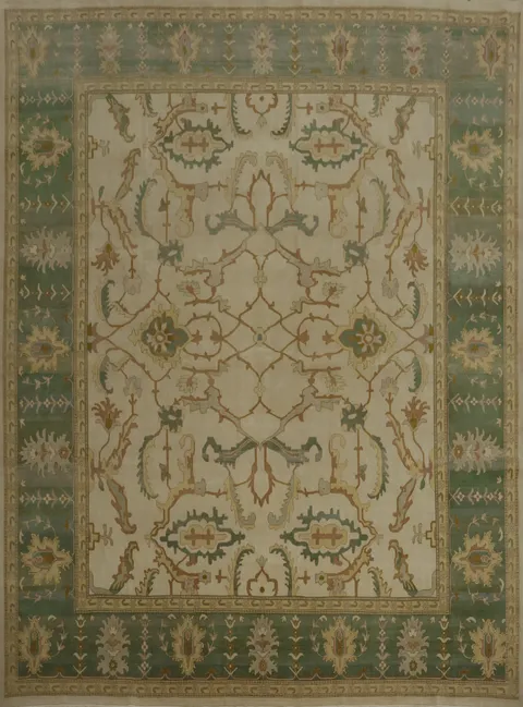 Classic Floral Ziegler Large Rug 12x12 with Rich Green Accents