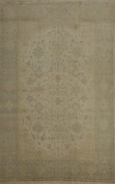 Antique Look Oushak Area Rug 10x13 with Subtle Ornate Details