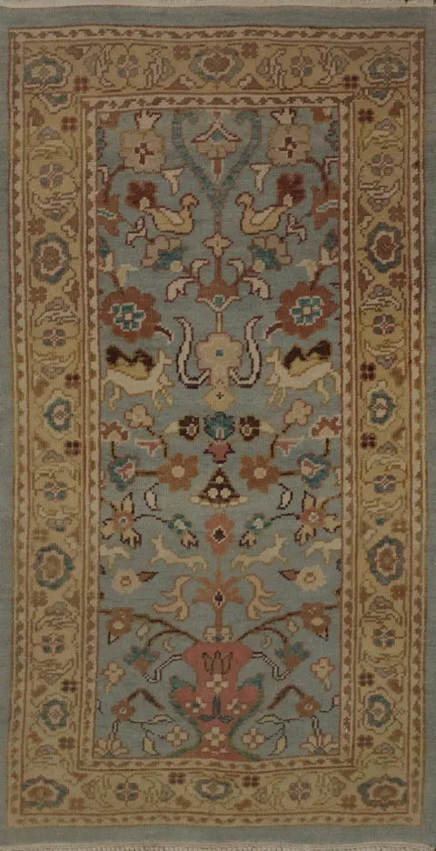 Antique Look Ziegler Oriental Rug 2x4 with Floral Design
