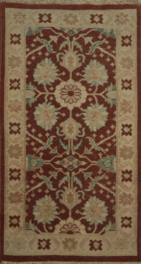 Traditional Antique Look Oushak Egyptian Rug Featuring Botanical Motifs 2x4