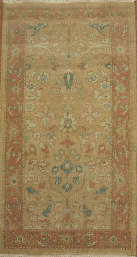 Elegant Beige Antique Look Egyptian Rug with Intricate Floral Patterns 2x4