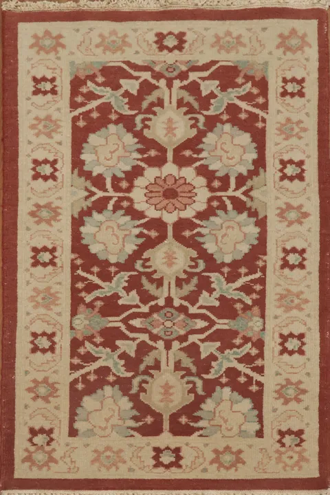 Intricate Floral Designs on a Warm Red Traditional Rug 2x4