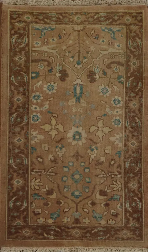 Vintage-Inspired Brown Rug with Subtle Blue Highlights 2x3