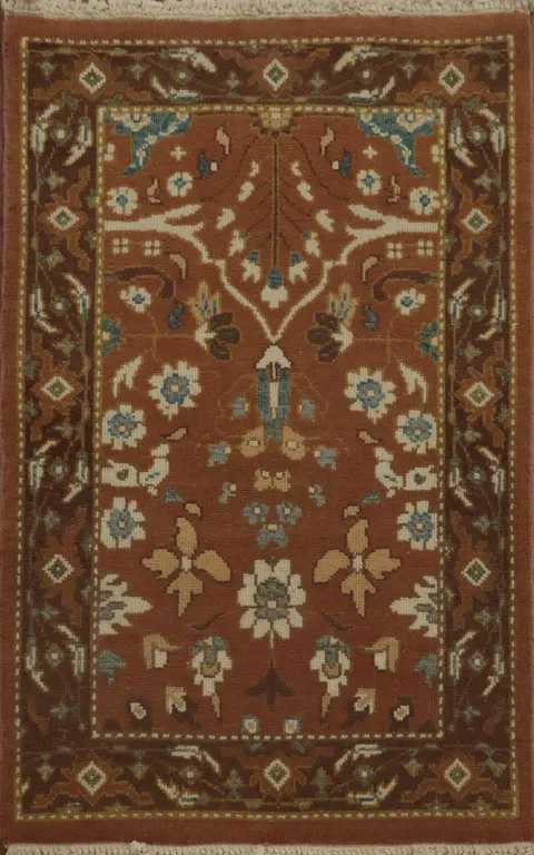 Brown Floral Vegetable Dye Egyptian Ziegler Rug 2x3