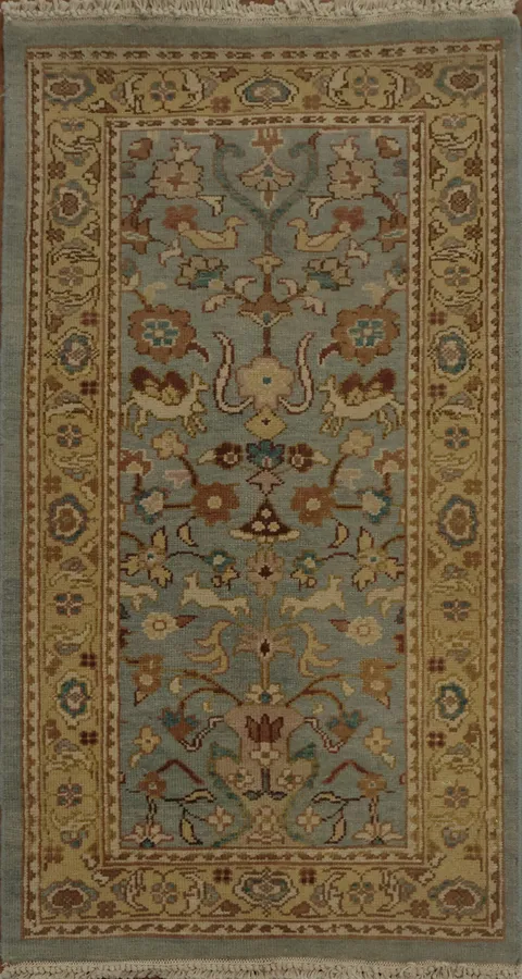 Charming Antique Look Blue Egyptian Rug with Intricate Design Details 2x4