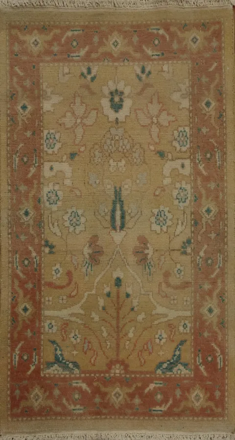 Elegant Beige and Rust Rug with Timeless Botanical Patterns 2x3