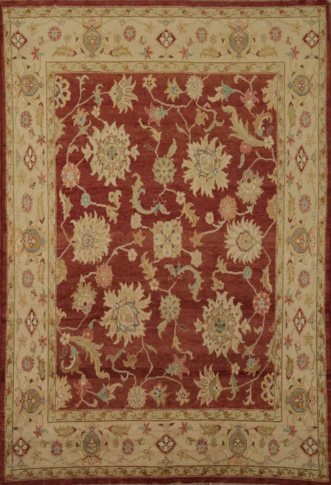 Rust and Beige All-Over Peshawar Oriental Area Rug 8x10