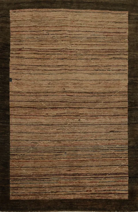 Warm Tones Striped Gabbeh Accent Rug 4x6