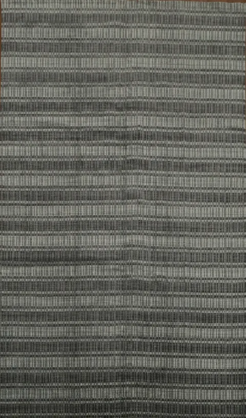Contemporary Gray Rug with Subtle Textured Stripes Design 10x13