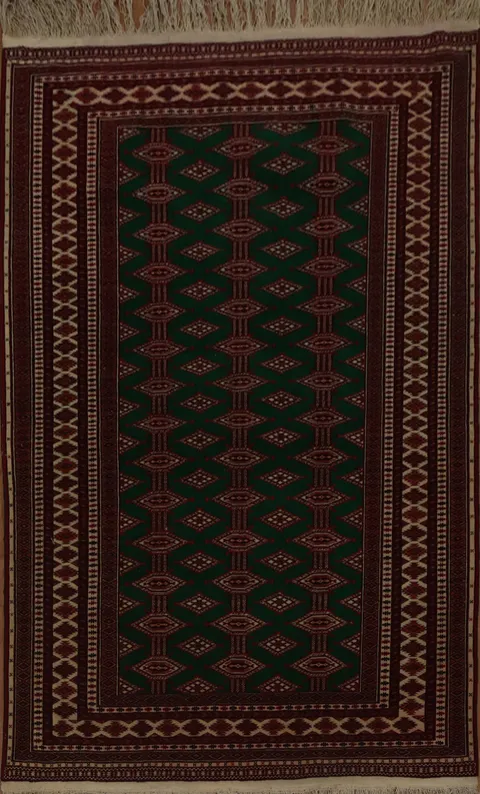 Dark Green Bokhara Oriental Rug 4x6