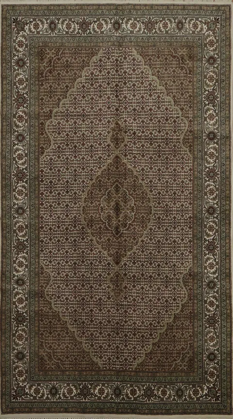 Rich Brown and Green Rectangular Rug for Living Room Decor 6x9