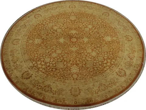 Luxury Rust and Gold Ziegler Round Carpet 5x5 ft