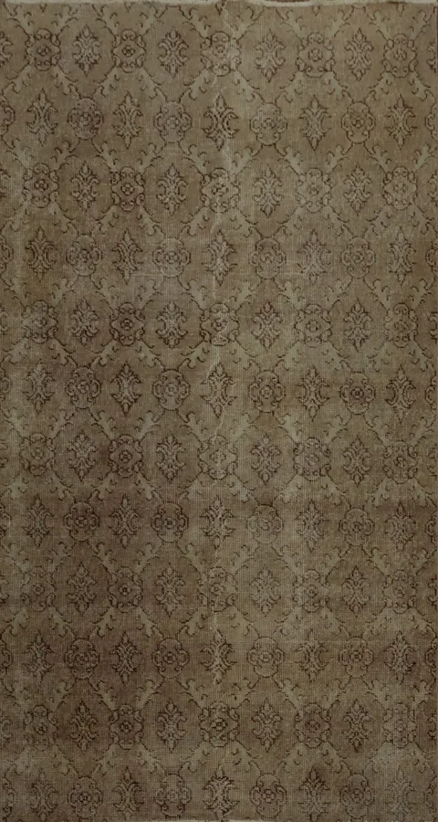 Turkish Distressed Rustic Vintage Styled Brown Rug 4x7