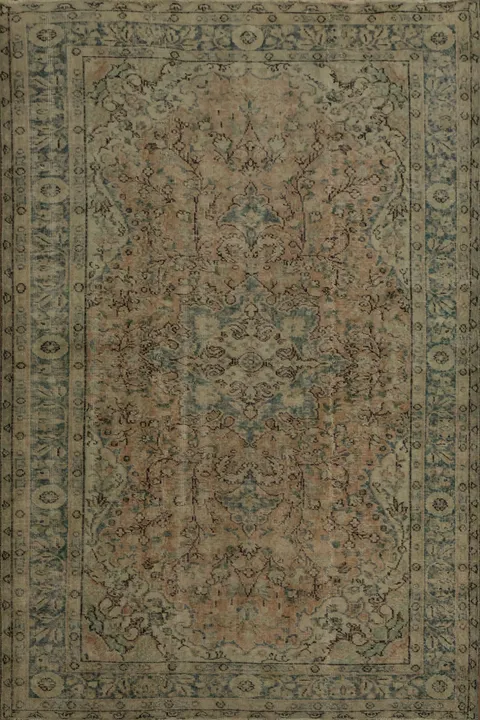Elegance Defined: Vintage Distressed Floral Medallion Area Rug 6x9
