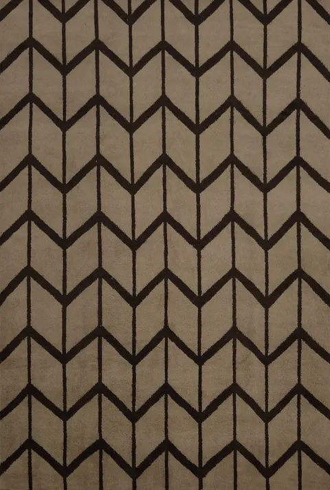 Contemporary Chevron Oushak Area Rug 8x10 with Striking Dark Lines