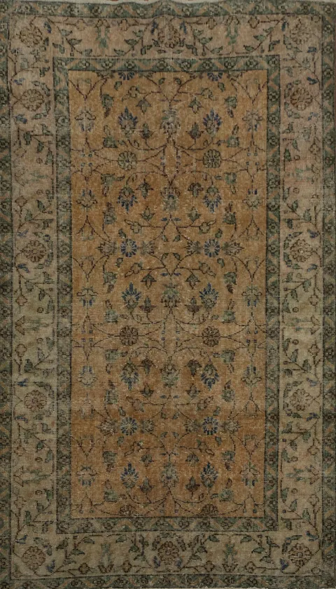 Elegant Vintage-Style Distressed Turkish Area Rug 5x9