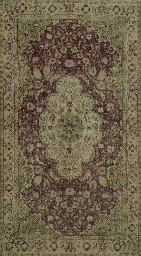Vintage Elegance: Distressed Floral Turkish Area Rug 6x9