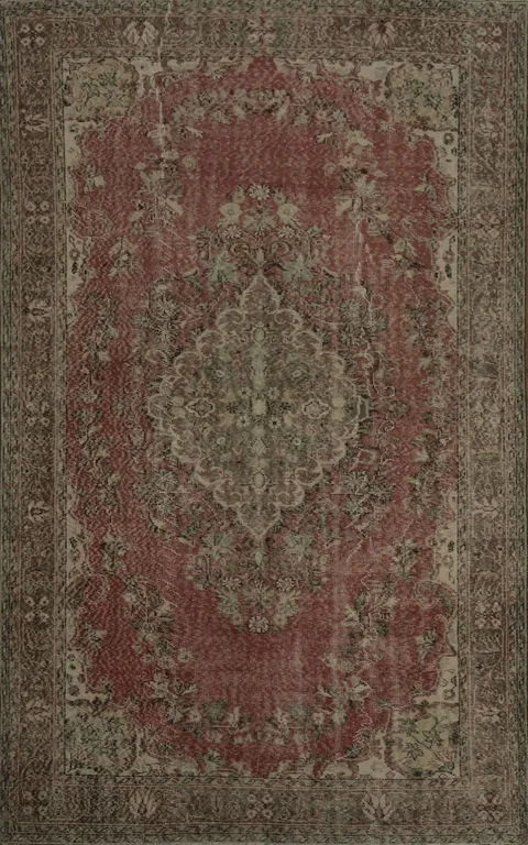 Classic Oriental Distressed Turkey Medallion Rug with Faded Elegance