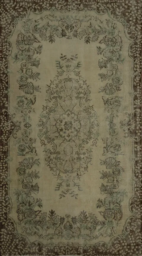 Elegantly Crafted Floral Turkish Distressed Rug with 6x9