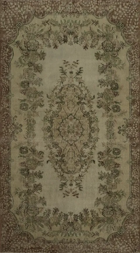 Elegant Vintage Floral Turkish Distressed Rug 6x10