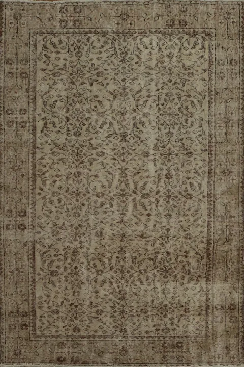 Vintage Floral Turkey Distressed Rug with Intricate Medallion Design 4x7