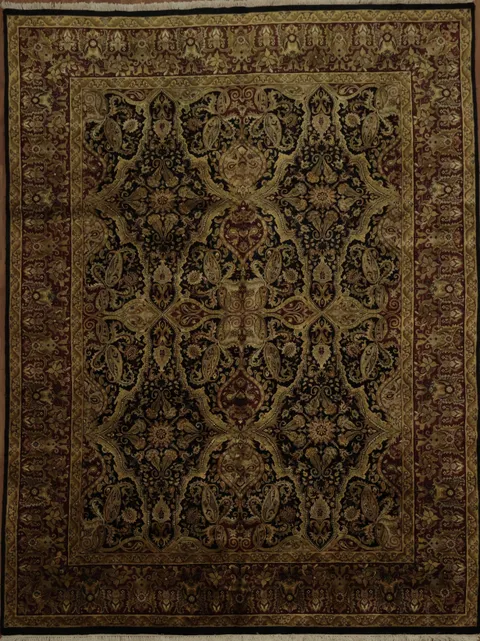 High-Quality Traditional Black Agra Rug 9x12